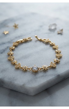 Gold Renk Yıldız Hilal Kadın Bileklik Celestial Pirinç Bijuteri Altın Gold Renk Yıldız Hilal Kadın Bileklik Celestial Pirinç Bijuteri Altın