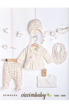 Ciccim Baby 5 Li Naturel Flower Garden Zıbın Seti Ekru Ciccim Baby 5 Li Naturel Flower Garden Zıbın Seti Ekru