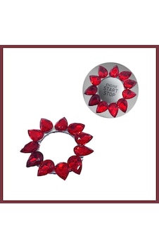 Storeşahin Kristal Damla Taşlı Start Stop Düğme Halkası Kırmızı Shn0720