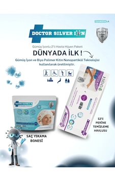 Doctor Silver Ion Gümüş İyonlu Hasta Hijyen Perine Islak Mendili 12'li + Saç Yıkama Bonesi Doctor Silver Ion Gümüş İyonlu Hasta Hijyen Perine Islak Mendili 12'li + Saç Yıkama Bonesi