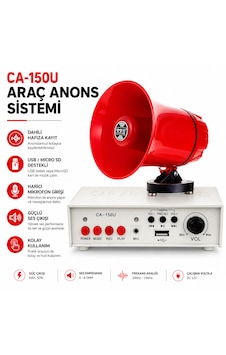 Araç Anons Sistemi Pazarcı Anfi 150w 12v Dahili Hafıza Bluetooth Usb Sd Fm Mıknatıslı Poke Pk-8035