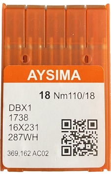 Aysıma Sanayi Tip Düz Dikiş Makina İğnesi İnce Dip Dbx1 Nm110/18 Aysıma Sanayi Tip Düz Dikiş Makina İğnesi İnce Dip Dbx1 Nm110/18