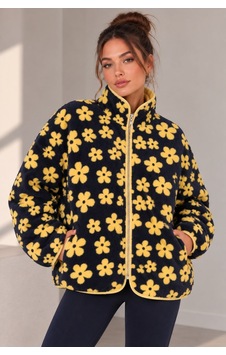 Vadon 1061 Kadın Papatya Desenli Yandan Cepli Fermuarlı Polar Sweatshirt Antrasit Vadon 1061 Kadın Papatya Desenli Yandan Cepli Fermuarlı Polar Sweatshirt Antrasit
