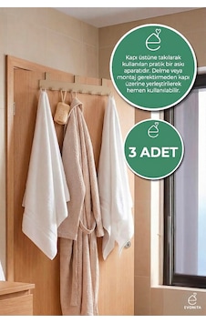 Kapı Arkası Askılık 8'li Askı Aparatı Banyo Havlu Askısı Düzenleyici Organizer 3'lü Set Karışık