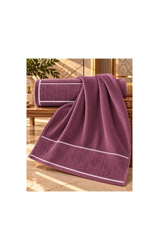 Jakarlı Büyük Boy Banyo Havlusu Premium Sıkı Dokuma %100 Organik Pamuk 90x150 Cm Mürdüm - 945284492 Mürdüm