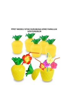 Ananas Hawaii Luau Aloha Pipetli İçecek Kabı Bardak 10x13 Cm 1 Adet Çr Ananas Hawaii Luau Aloha Pipetli İçecek Kabı Bardak 10x13 Cm 1 Adet Çr