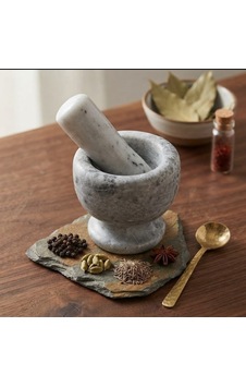 El Yapımı Doğal Mermer Havan & Tokmak Seti - Gri