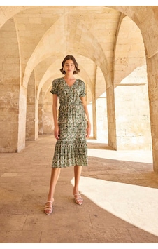 Civetta Yaprakdesenli Kısa Kollu Elbise Yeşil Civetta Yaprakdesenli Kısa Kollu Elbise Yeşil