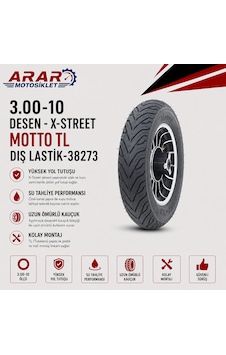 3.00-10 Desen - X-street Motto Tl Dış Lastik-38273 3.00-10 Desen - X-street Motto Tl Dış Lastik-38273