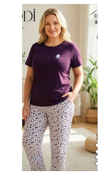 Melodi 8067 %100 Pamuk Kısa Kol Kadın Pijama Takımı Mor Melodi 8067 %100 Pamuk Kısa Kol Kadın Pijama Takımı Mor
