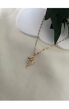 Çelik Yılan Zirkon Kadın Kolye Gold Çelik Yılan Zirkon Kadın Kolye Gold