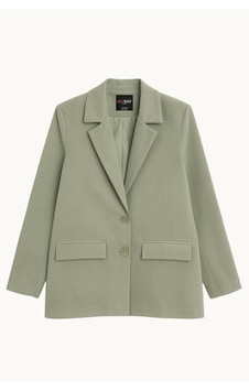 Mixray 4786 Kadın Oversize Kruvaze Blazer Ceket Haki Haki