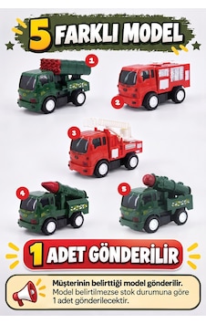 Sürtmeli Askeri Ve İtfaiye Araçları 5 Farklı Model +3 Yaş 1 Adet Sürtmeli Askeri Ve İtfaiye Araçları 5 Farklı Model +3 Yaş 1 Adet