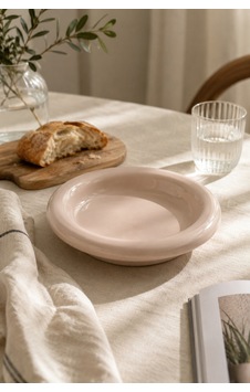 Parlak Bej Donut Seramik Yemek Tabağı 21,5 Cm Bej - 915217557 Bej