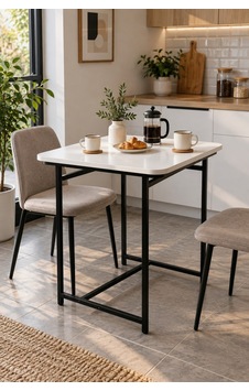 Sulorahome Beyaz Suntalam Mutfak Masası Metal Ayaklı 72x52 Cm Sulorahome Beyaz Suntalam Mutfak Masası Metal Ayaklı 72x52 Cm