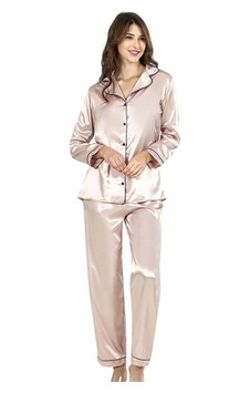 Mulvix Herşeytrend Pudra İkili Saten Gecelik Pijama Takımı 7647 Renkli Mulvix Herşeytrend Pudra İkili Saten Gecelik Pijama Takımı 7647 Renkli
