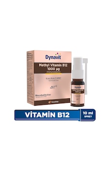 Dynavit Vitamin B12 1000mcg 10ml Dilaltı Sprey- Aile Boyu B12 Vitamini - Methylcobalamin Hafıza & Enerji Dynavit Vitamin B12 1000mcg 10ml Dilaltı Sprey- Aile Boyu B12 Vitamini - Methylcobalamin Hafıza & Enerji