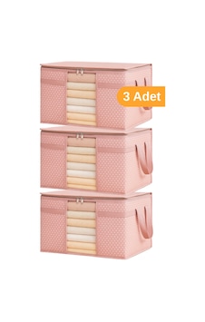 Serstil 3 Adet - Pencereli Kazak Kıyafet Hurcu 45 X 40 X 30 Cm - Pembe Benekli Serstil 3 Adet - Pencereli Kazak Kıyafet Hurcu 45 X 40 X 30 Cm - Pembe Benekli