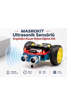 Masrokit U2l-7718 Ultrasonik Sensörlü Engelden Kaçan Robot Eğitim Kiti Metal Dişli Mavi Motorlu Masrokit U2l-7718 Ultrasonik Sensörlü Engelden Kaçan Robot Eğitim Kiti Metal Dişli Mavi Motorlu