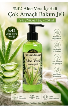 %42 Aloe Vera İçerikli Çok Amaçlı Bakım Jeli Yüz / Vücut / Saç 200 Ml %42 Aloe Vera İçerikli Çok Amaçlı Bakım Jeli Yüz / Vücut / Saç 200 Ml