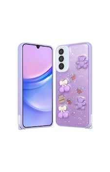 Zore Galaxy S23 Fe Kılıf Parlayan Simli Kabartma Figürlü Nvth Cevze Kapak - Mor Ayı Zore Galaxy S23 Fe Kılıf Parlayan Simli Kabartma Figürlü Nvth Cevze Kapak - Mor Ayı
