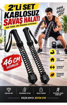 2'li Set 46 Cm Kablosuz Savaş Halatı Yaylı Egzersiz Aleti Evde Fitness Ergonomik Bilek Askılı Sporcu Siyah 2'li Set 46 Cm Kablosuz Savaş Halatı Yaylı Egzersiz Aleti Evde Fitness Ergonomik Bilek Askılı Sporcu Siyah