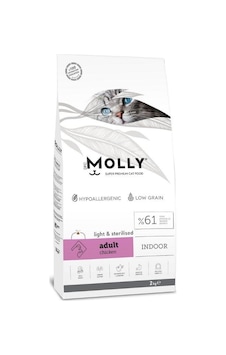 Molly Düşük Tahıllı Hypoallergenic Tavuklu Light Kısırlaştırılmış Yetişkin Kedi Maması 2 Kg Molly Düşük Tahıllı Hypoallergenic Tavuklu Light Kısırlaştırılmış Yetişkin Kedi Maması 2 Kg