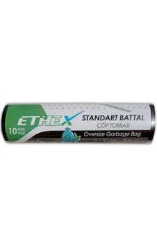 Ethex Battal Boy Siyah Renk Çöp Torbası 75x90 Cm 70 Lt 10'lu Rulo Ethex Battal Boy Siyah Renk Çöp Torbası 75x90 Cm 70 Lt 10'lu Rulo