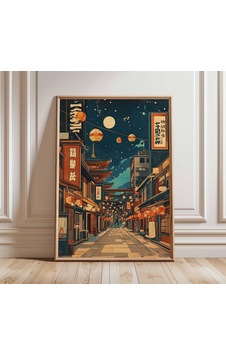 Japon Fener Sokağı Posteri, Vintage Japon Gece Pazarı Duvar Sanatı, Asya Şehir Manzarası Baskısı, Ay Işığında Pagoda Dekorasyonu, Tokyo Ev Sanatı Japon Fener Sokağı Posteri, Vintage Japon Gece Pazarı Duvar Sanatı, Asya Şehir Manzarası Baskısı, Ay Işığında Pagoda Dekorasyonu, Tokyo Ev Sanatı