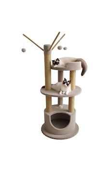Tommy Çok Katlı Lüks Kedi Tırmalama Bej 60x60x135 Cm