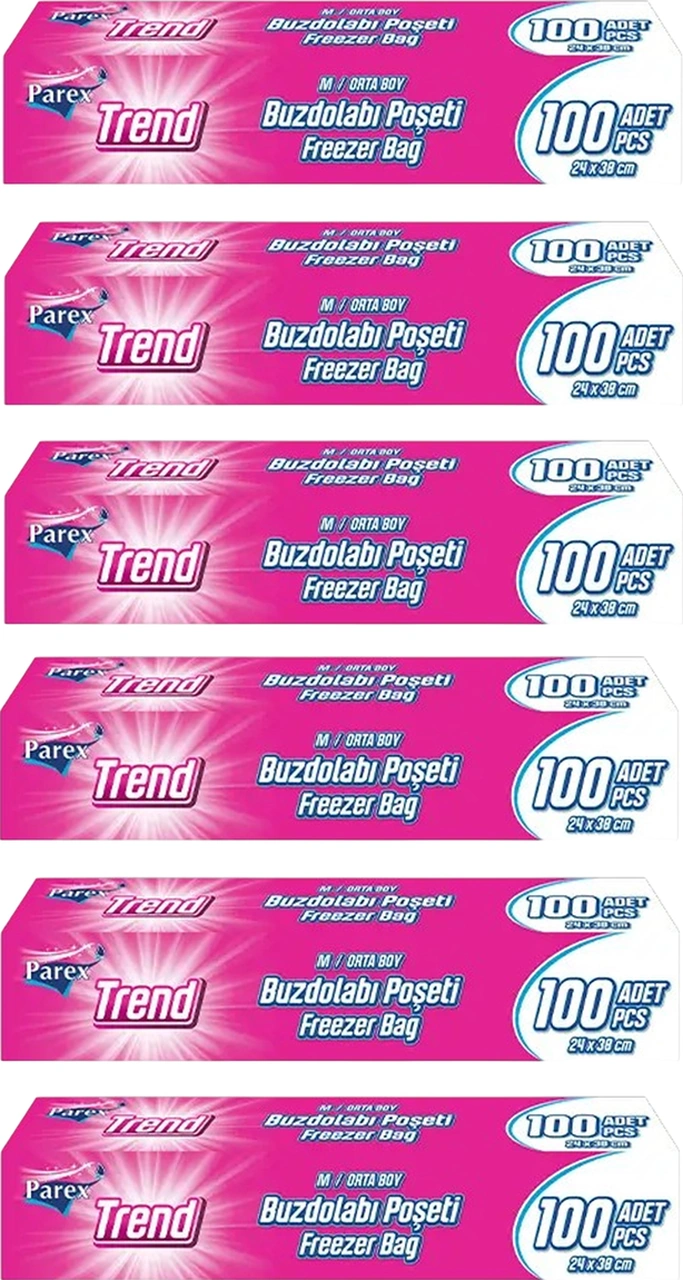 Trend Buzdolabı Poşeti Orta Boy 100 Lü 24 X 38 Cm Altılı Paket Trend Buzdolabı Poşeti Orta Boy 100 Lü 24 X 38 Cm Altılı Paket