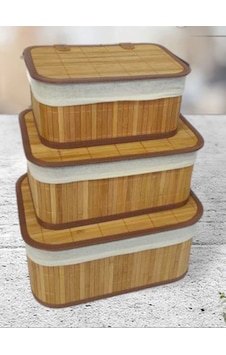 Qerhome 3'lü Bambu Çok Amaçlı Dekoratif Saklama Depolama Sepet Natural Gnl Kahverengi Qerhome 3'lü Bambu Çok Amaçlı Dekoratif Saklama Depolama Sepet Natural Gnl Kahverengi