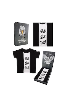 Beşiktaş Lisanslı Siyah Bebek T-shirt Hediyelik Ahşap Kutulu Beyaz