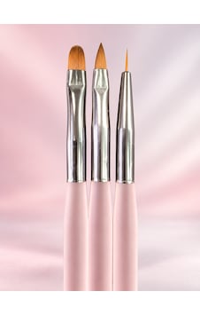 3'lü Protez Tırnak Fırça Seti Nail Art Fırça Pembe Brset-018 3'lü Protez Tırnak Fırça Seti Nail Art Fırça Pembe Brset-018