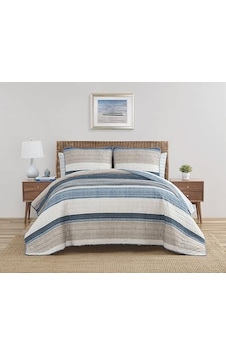 Ridgeport Quilt Set - 100%, Reversible, All Season Bedding, Includes Matching Shams,, Blue Açık Gri Ridgeport Quilt Set - 100%, Reversible, All Season Bedding, Includes Matching Shams,, Blue Açık Gri