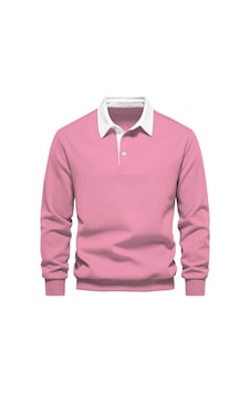 Ghassy Co. Erkek Retro Renk Bloklu Pamuklu Gömlek Yaka Sweatshirt Pembe Ghassy Co. Erkek Retro Renk Bloklu Pamuklu Gömlek Yaka Sweatshirt Pembe