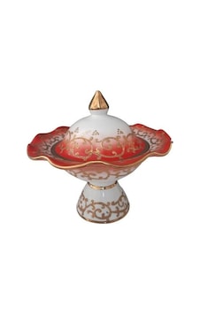 Kütahya Porselen Hanedan Şekerlik 22 cm Dekor No:3678 Kırmızı