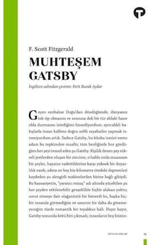 Muhteşem Gatsby - F.scott Fitzgerald - Turkuvaz Muhteşem Gatsby - F.scott Fitzgerald - Turkuvaz