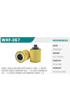 WINKEL WXF-367 Yağ Filtresi Palio Albea Doblo / Astra H 1.3 Jtd 1.3 Cdtı Z13Dt Z13Dth WINKEL WXF-367 Yağ Filtresi Palio Albea Doblo / Astra H 1.3 Jtd 1.3 Cdtı Z13Dt Z13Dth