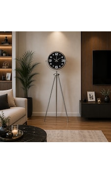 Büro Ev Ofis Dekoru İçin 150x45cm Krom Metal Midnight Tripod Ayaklı Saat Diğer Büro Ev Ofis Dekoru İçin 150x45cm Krom Metal Midnight Tripod Ayaklı Saat Diğer