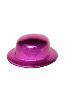 Pembe Renk Hologramlı Plastik Yuvarlak Melon 27x24 Cm