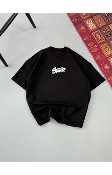 Tarz Yeri Erkek Kısa Kol Yazlık Tişört Bisiklet Yaka Baskılı Oversize T-shirt - Siyah Mor Tarz Yeri Erkek Kısa Kol Yazlık Tişört Bisiklet Yaka Baskılı Oversize T-shirt - Siyah Mor