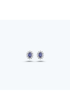 Altınbaş Pırlanta Safir Oval Küpe Pse031sk14-2