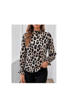Butik İstanbul Kadın Uzun Kollu Balıkçı Yakalı Desenli Modal Bluz Leopar Butik İstanbul Kadın Uzun Kollu Balıkçı Yakalı Desenli Modal Bluz Leopar