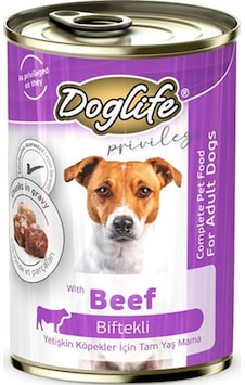 Doglife Biftekli Yetişkin Konserve Köpek Maması 12 x 400 G
