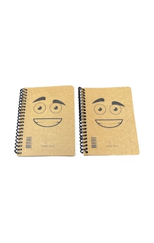 Magic Lines Spiralli Not Defteri Kraft Kapak Emoji Yüzlü Defter - Gülen Surat Tasarımlı Okul Ve Ofis Defteri 1
