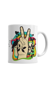 Peace Love Barış İşareti Kupa Bardak Porselen Karışık Peace Love Barış İşareti Kupa Bardak Porselen Karışık