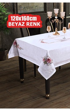 Dijital Baskılı Kanaviçe Tek Masa Örtüsü 120x160cm Beyaz Çok Renkli Dijital Baskılı Kanaviçe Tek Masa Örtüsü 120x160cm Beyaz Çok Renkli