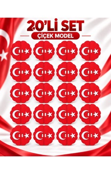 Ay Yıldız Gösteri Panosu Çiçek Model - 20'li Set Ay Yıldız Gösteri Panosu Çiçek Model - 20'li Set