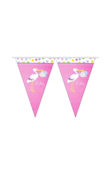 Leylekli Baby Shower Kız Bebek 10 lu Kağıt Bayrak Flama Set Pembe Leylekli Baby Shower Kız Bebek 10 lu Kağıt Bayrak Flama Set Pembe